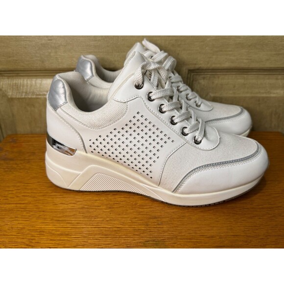 Cestfini Womens Hidden High Heel Fashion Wedge Sneakers White Size L - Picture 5 of 11